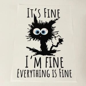 Anxiety Cat Iron-On Fabric Decal